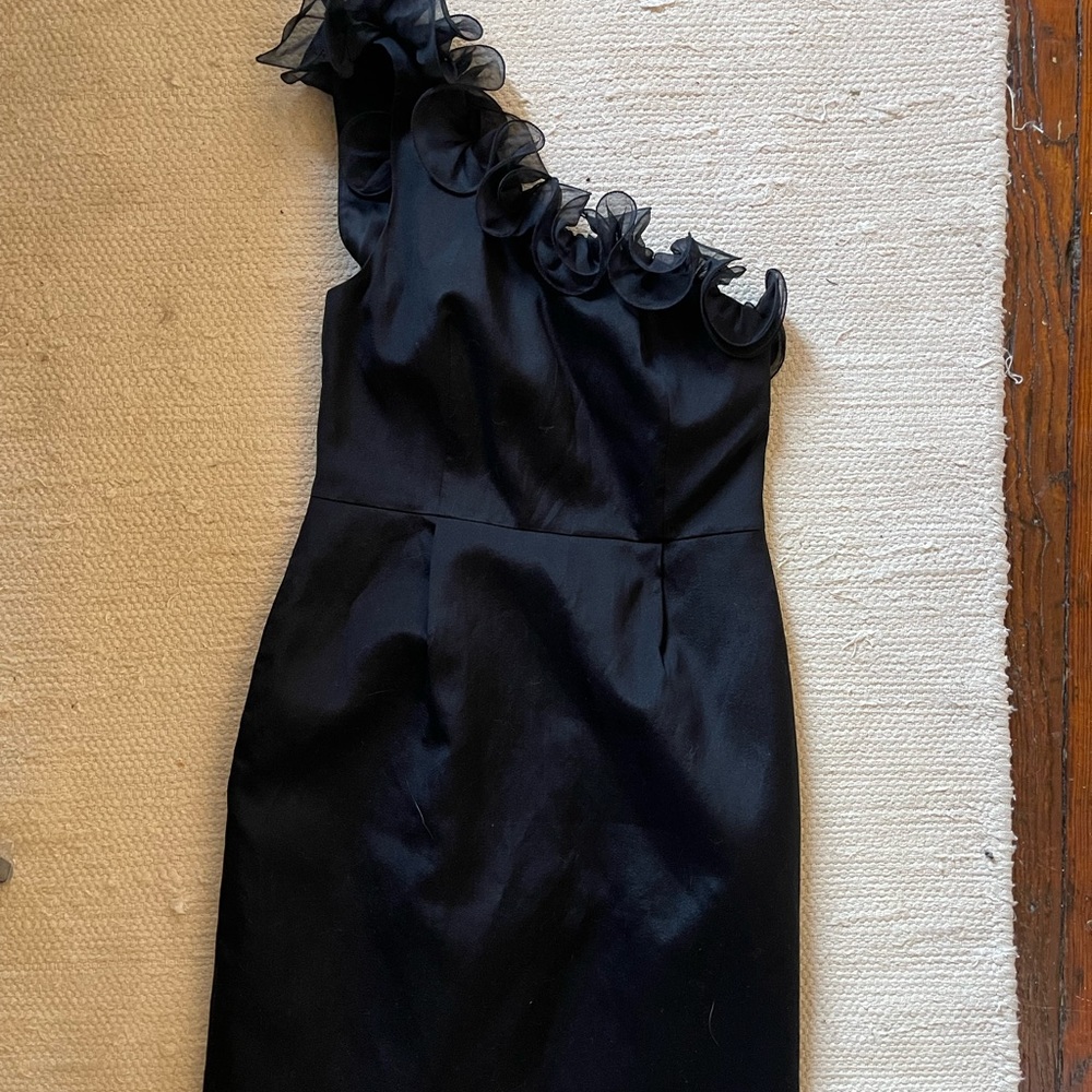 Philip lim black silk wool asymmetric dress size 6